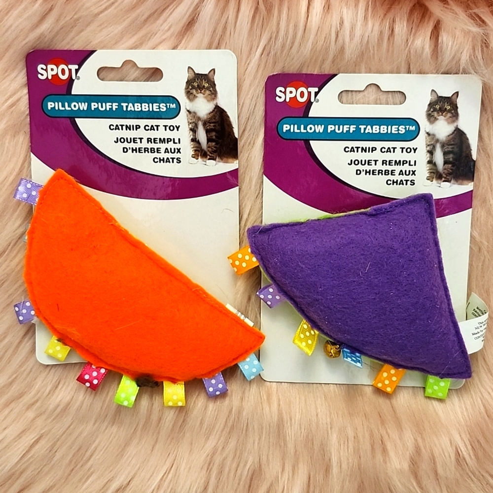 Brand New Y2K SPOT PILLOW PUFF TABBIES CATNIP CAT TOYS-2 CT